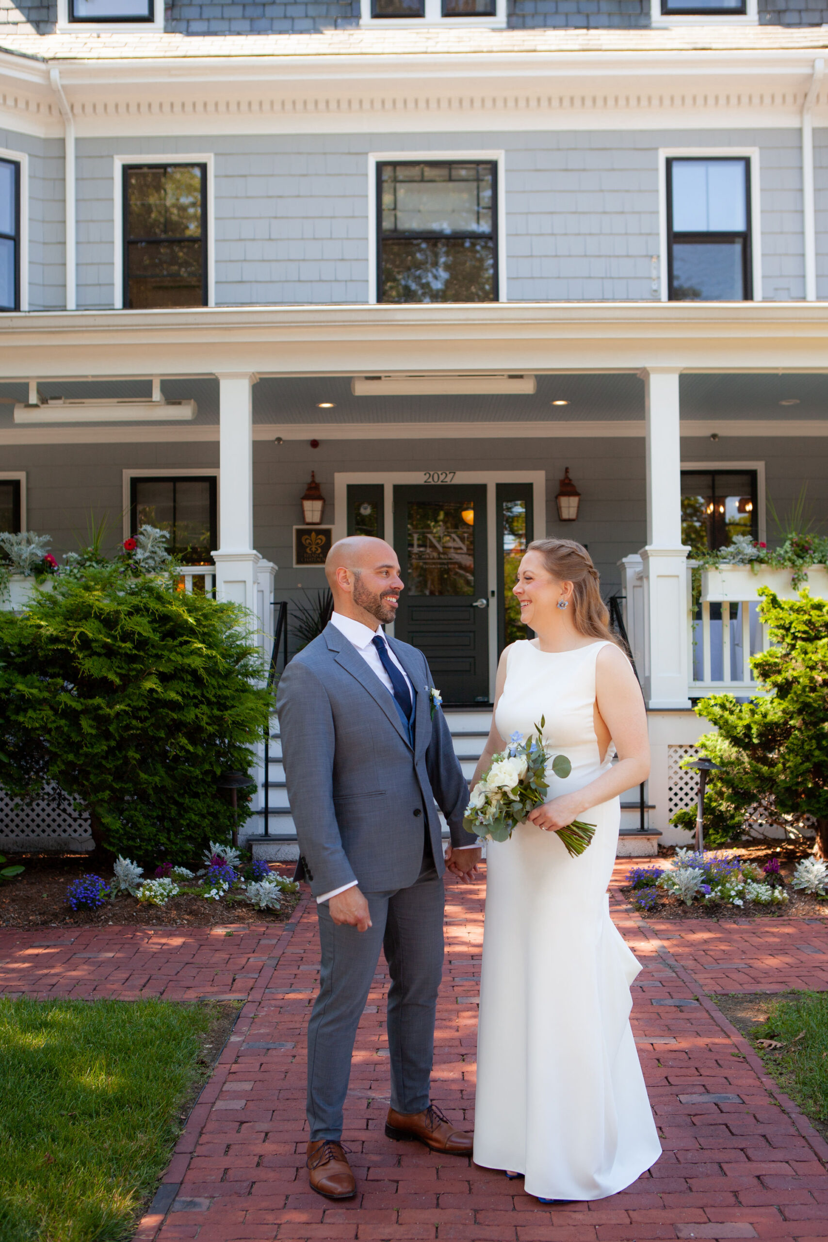 wedding in front steps