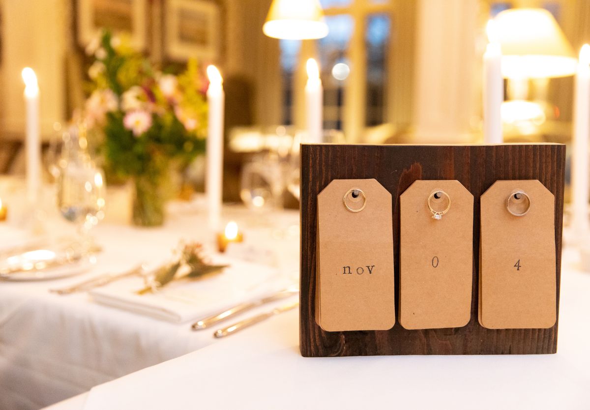 Wedding rings on a sign