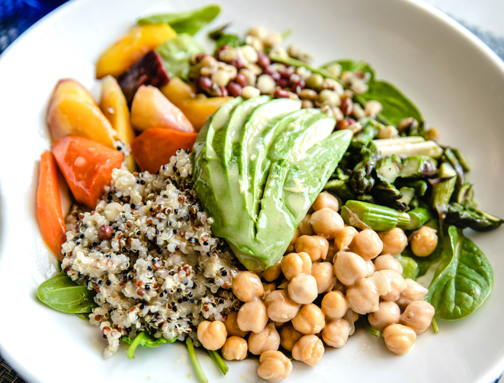 Vegetables and chickpeas in a bowl