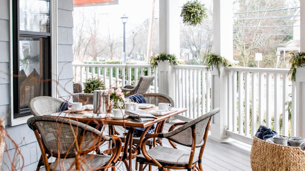 Porch table at the Inn at Hastings Park