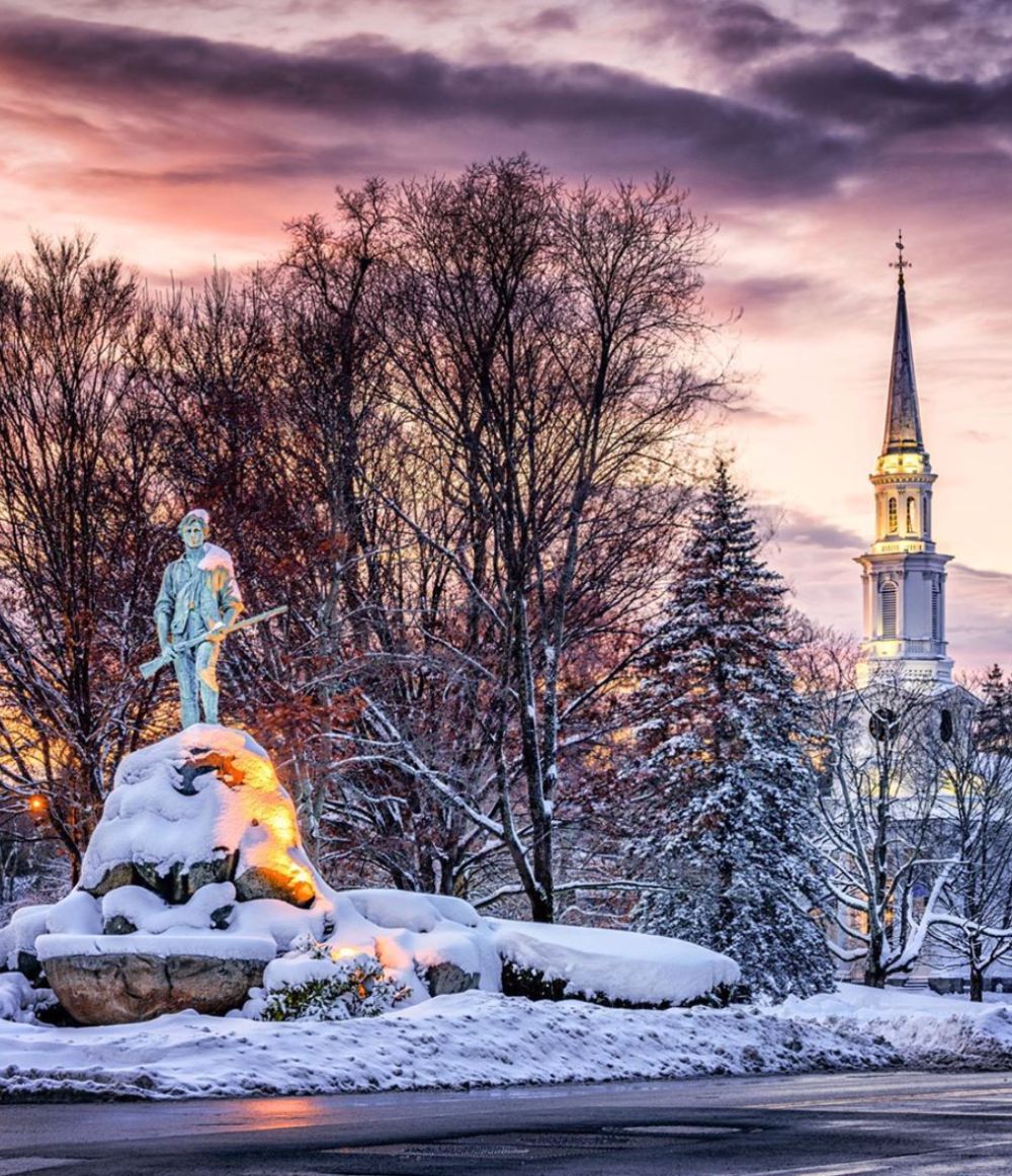 Statue in Lexington covered in snow